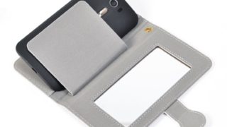 手帳型スマホケース/粘着パッドタイプミラー付き SPC22